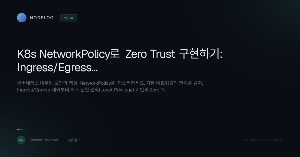 K8s NetworkPolicy로 Zero Trust 구현하기: Ingress/Egress 트래픽 제어 실전