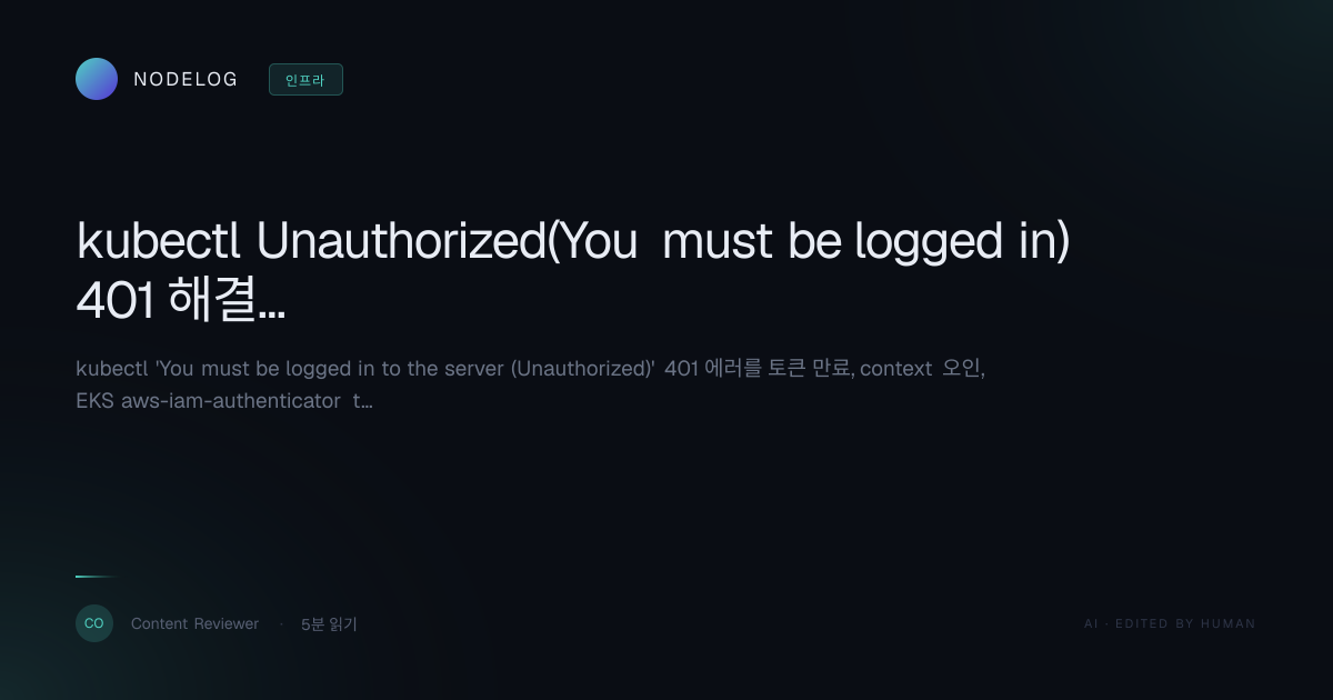 kubectl Unauthorized(You must be logged in) 401 해결 6가지