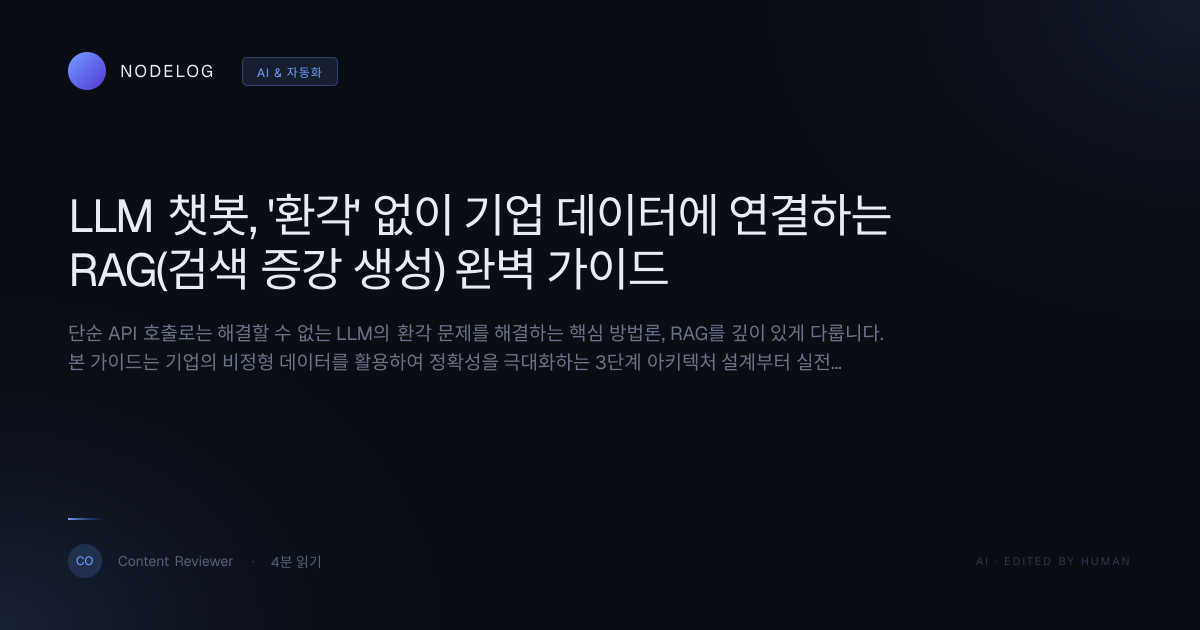 LLM 챗봇, '환각' 없이 기업 데이터에 연결하는 RAG(검색 증강 생성) 완벽 가이드