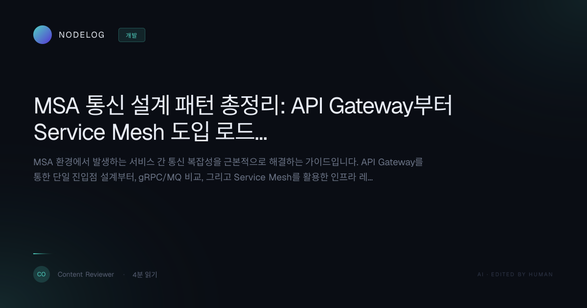 MSA 통신 설계 패턴 총정리: API Gateway부터 Service Mesh 도입 로드맵