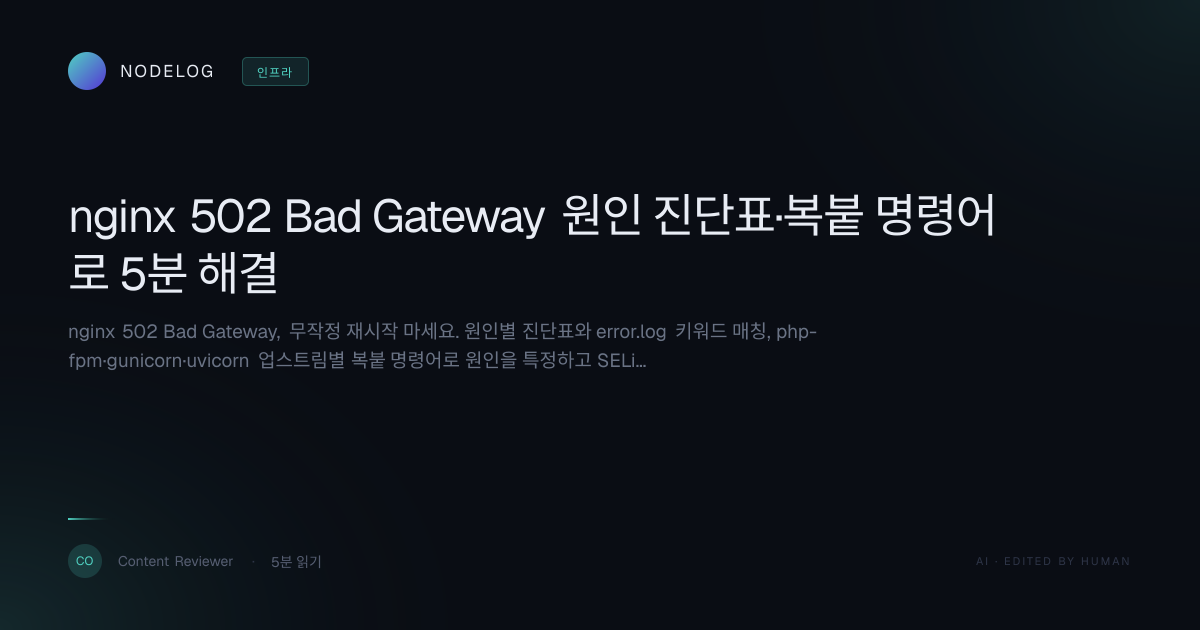 nginx 502 Bad Gateway 원인 진단표·복붙 명령어로 5분 해결
