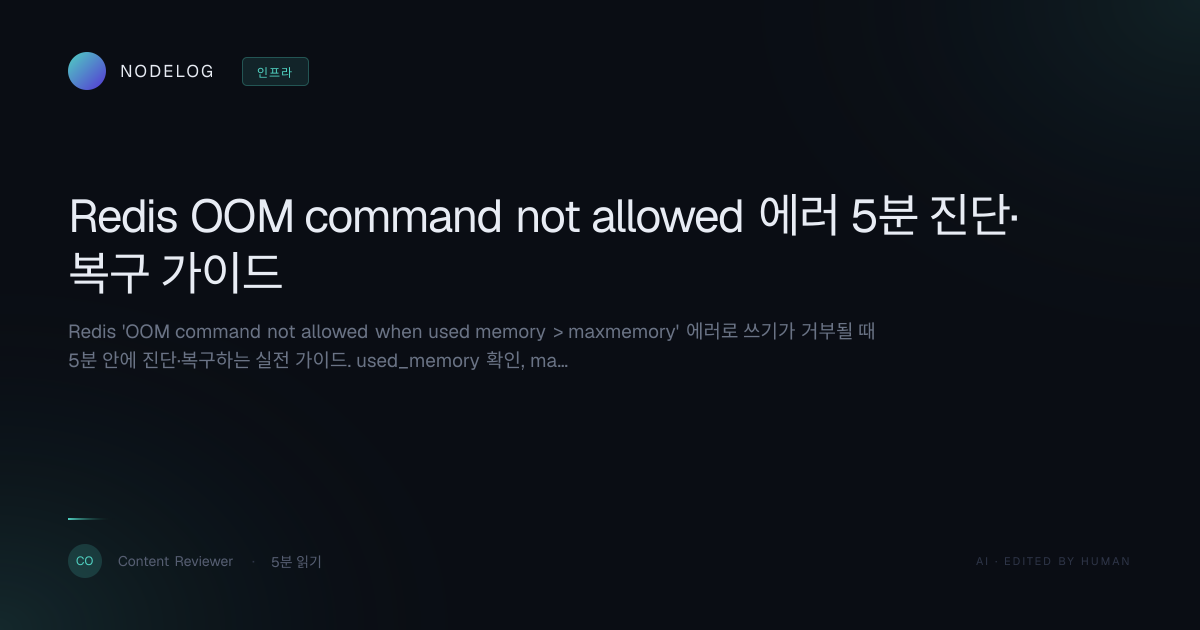 Redis OOM command not allowed 에러 5분 진단·복구 가이드