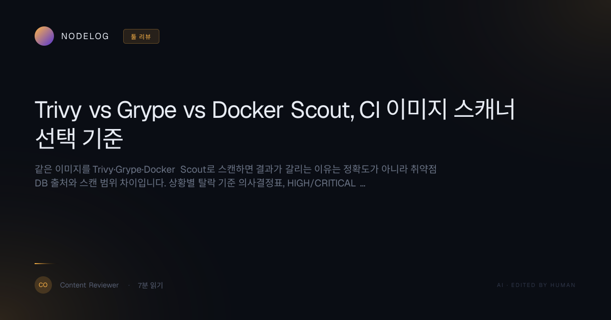 Trivy vs Grype vs Docker Scout, CI 이미지 스캐너 선택 기준