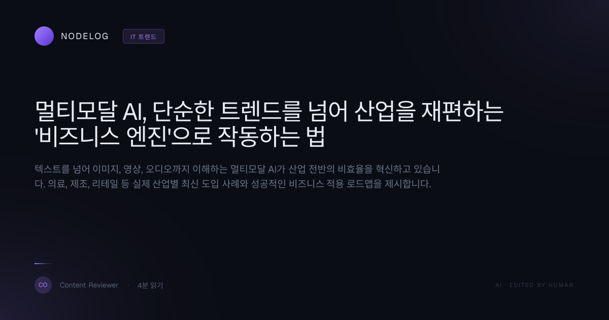 멀티모달 AI, 단순한 트렌드를 넘어 산업을 재편하는 '비즈니스 엔진'으로 작동하는 법