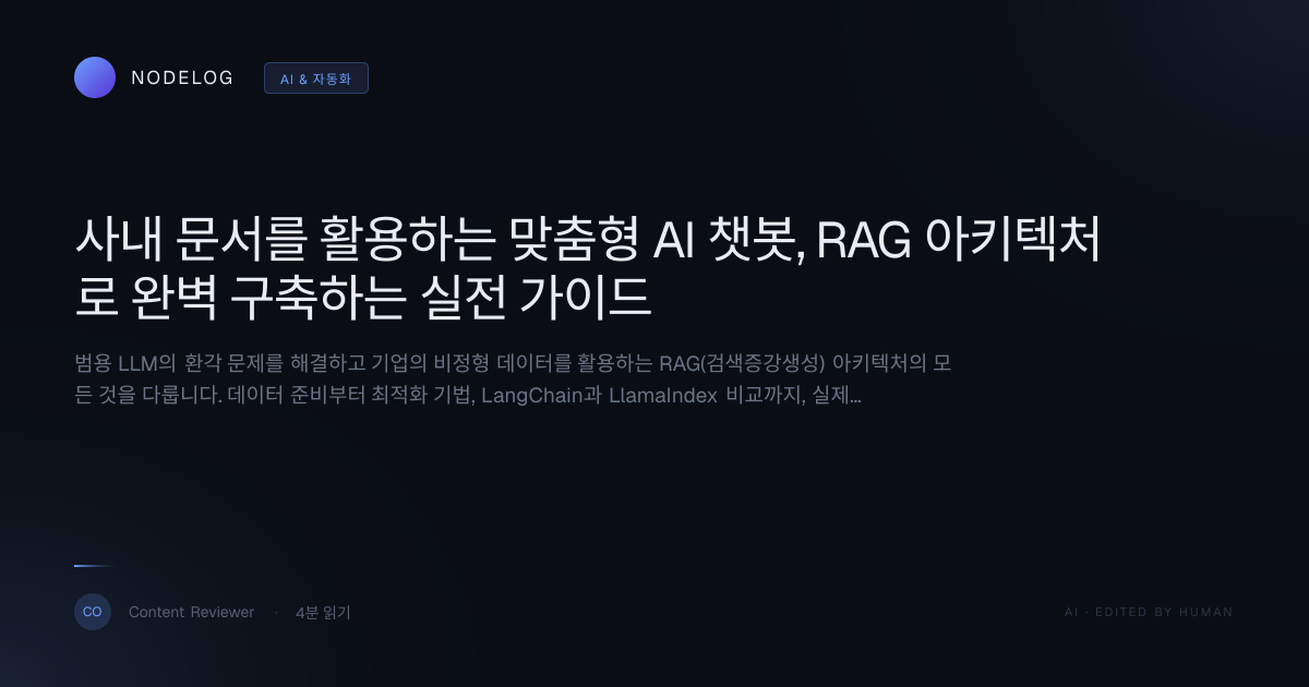 사내 문서를 활용하는 맞춤형 AI 챗봇, RAG 아키텍처로 완벽 구축하는 실전 가이드