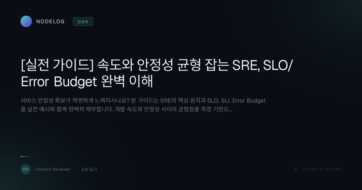 [실전 가이드] 속도와 안정성 균형 잡는 SRE, SLO/Error Budget 완벽 이해