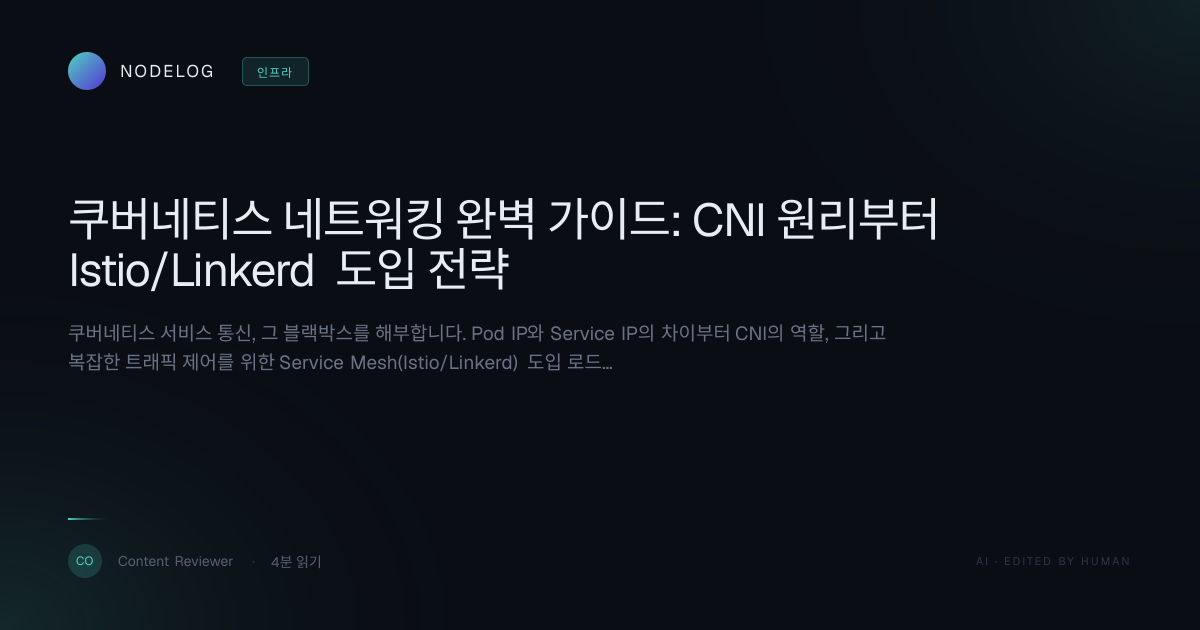 쿠버네티스 네트워킹 완벽 가이드: CNI 원리부터 Istio/Linkerd 도입 전략