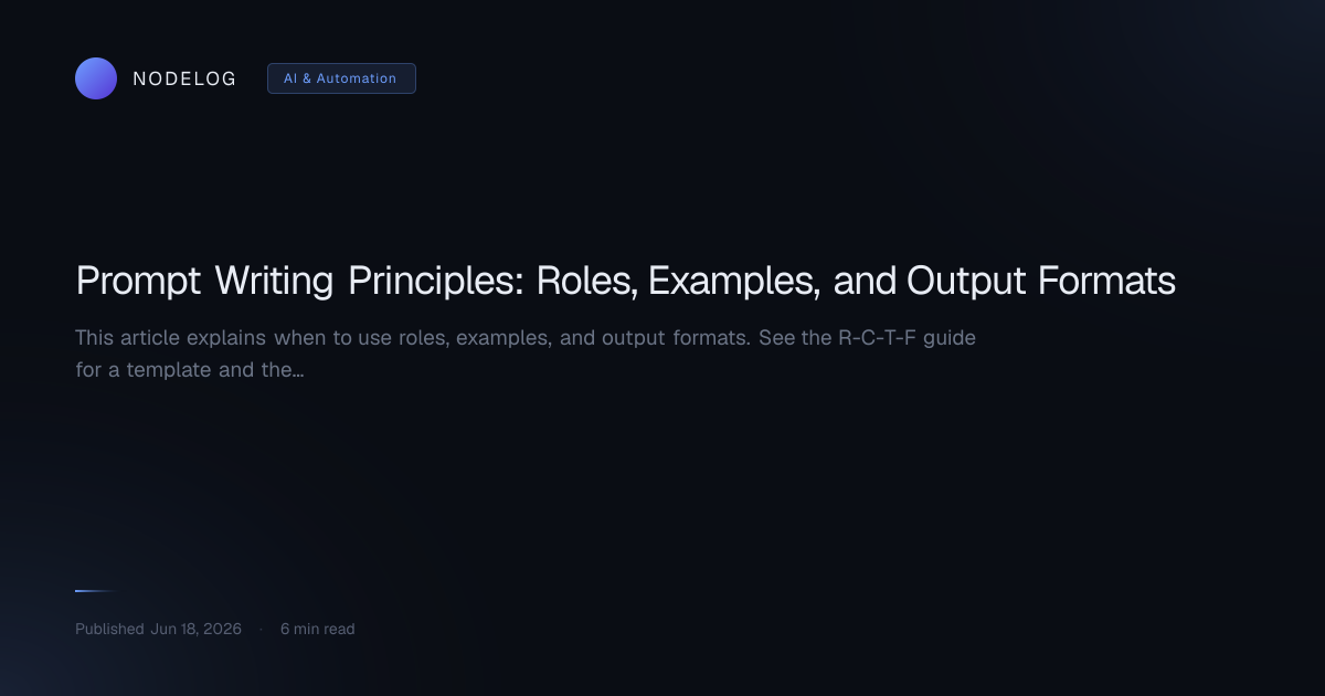 Prompt Writing Principles: Roles, Examples, and Output Formats