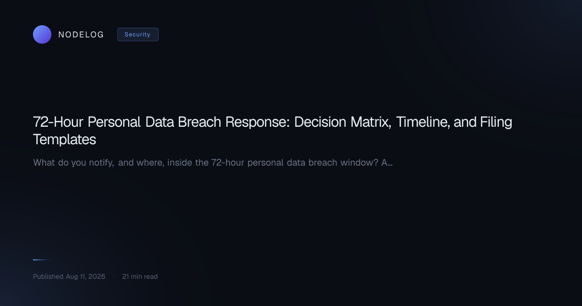 72-Hour Personal Data Breach Response: Decision Matrix, Timeline, and Filing Templates